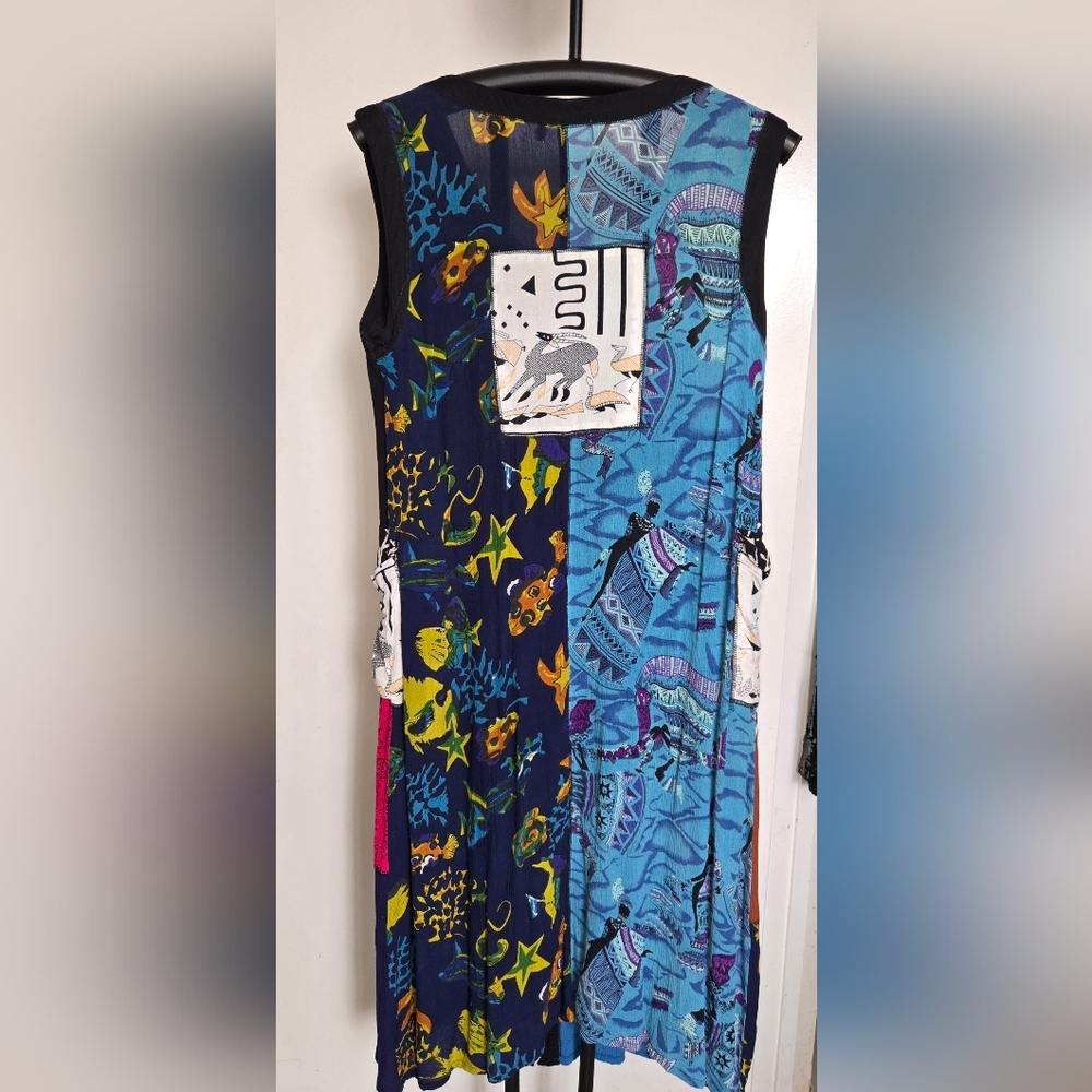 Vintage La Cera Button Front Patchwork Dress - image 2